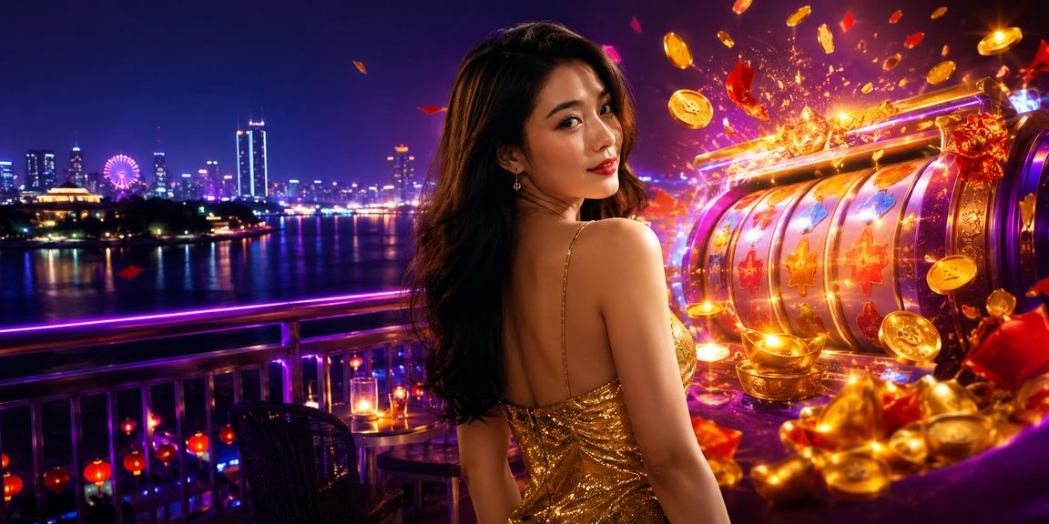 Màn hình slot game jackpot hiển thị bảng thông tin tỷ lệ và bonus tại bãi biển Hà Nội